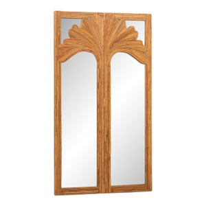 The Ginkgo Leaner Pencil Reed Rattan Full-Length & Floor Mirror With Brass Hinges