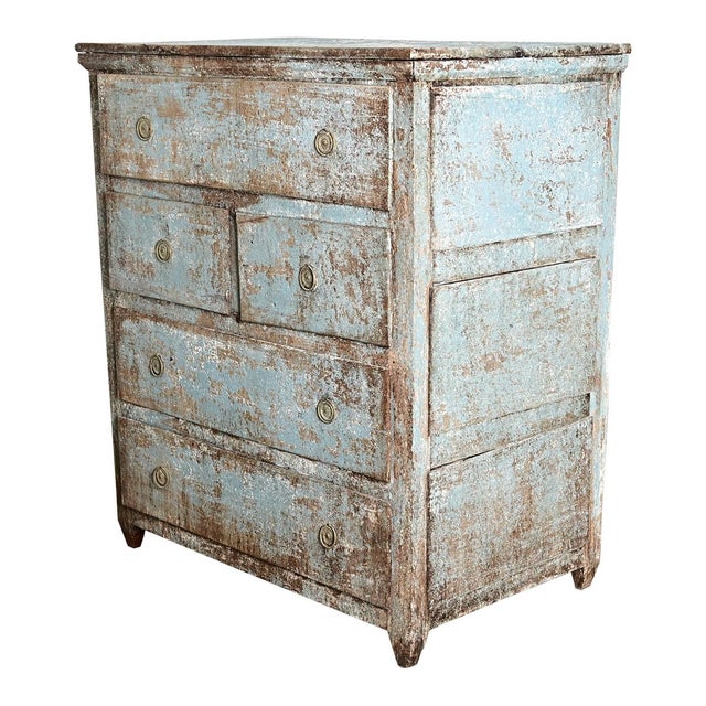 Wood Spanish 19th Century Painted Chest of Drawers From Catalonia For Sale - Image 7 of 15