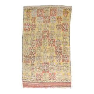 Vintage Yellow Turkish Tulu Shag Rug - 4'2" x 7'5" For Sale