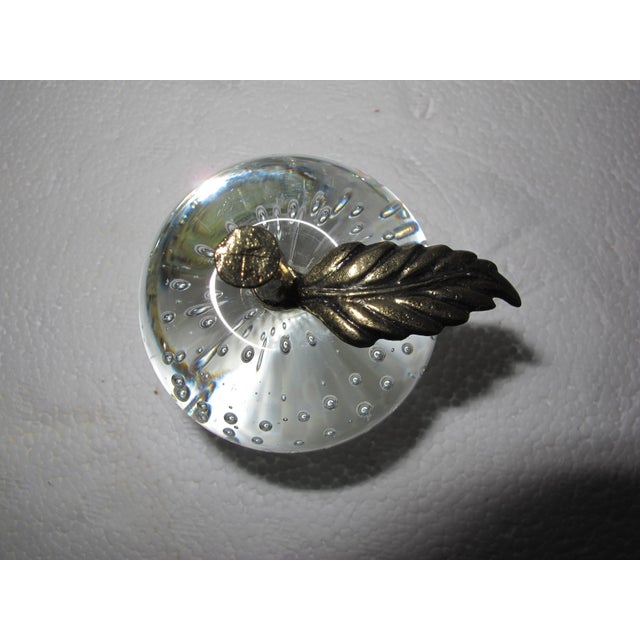 Metal Late 20th Century Brass and Glass Apple Paperweight For Sale - Image 7 of 11