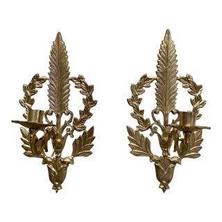 Vintage Gilt Wall Sconce Candle Holders - Set of 2 For Sale