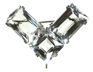 Vintage Rock Crystal & Sterling Victory Brooch 1940s