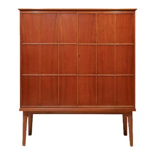 Mid-Century Cabinet with Relief Doors in the Manner of Oscar Nilsson, 1940s For Sale