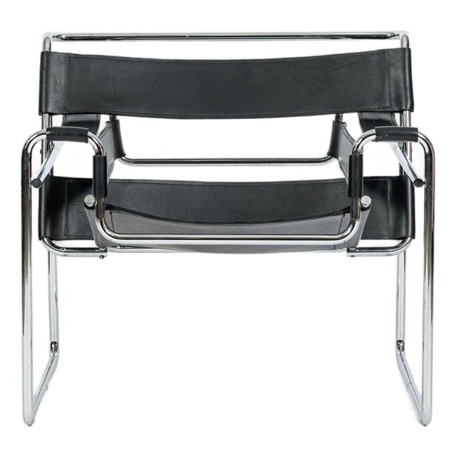 Vintage Mid Century Black Wassily Chair by Marcel Breuer (Attr.) 1970s For Sale