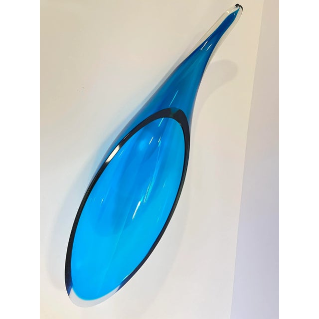 1960s Circa 1960s Blenko Blue Glass Horn Shaped Vase For Sale - Image 5 of 5