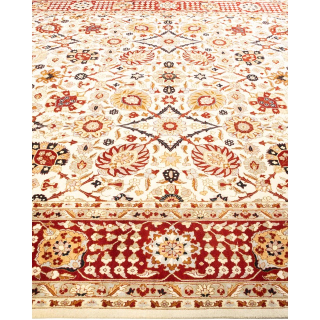 Solo Rugs Mogul, One-of-a-Kind Hand-Knotted Area Rug in Ivory, 9' 1" x 12' 5" For Sale - Image 4 of 8