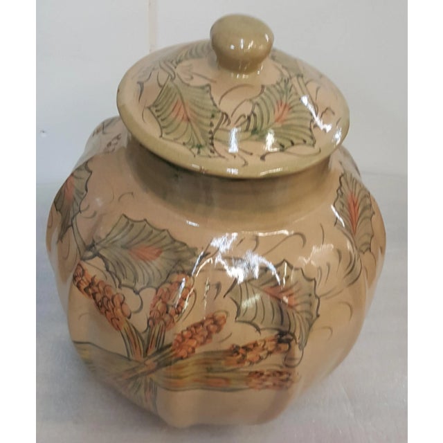 Tan Painted Ceramic Bowl With Lid For Sale - Image 8 of 8