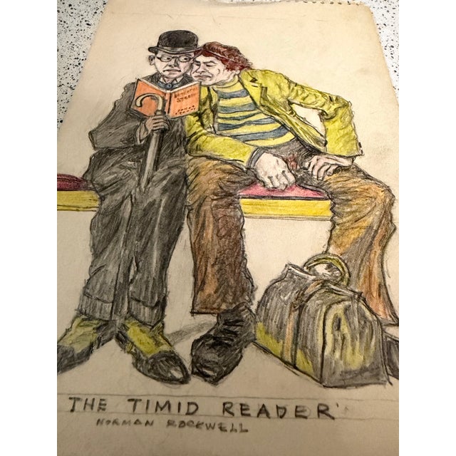 The Timid Reader Hand Draw Signed Strausberg 1959 6x9 The product is a hand-drawn, signed art print by artist Strausberg,...