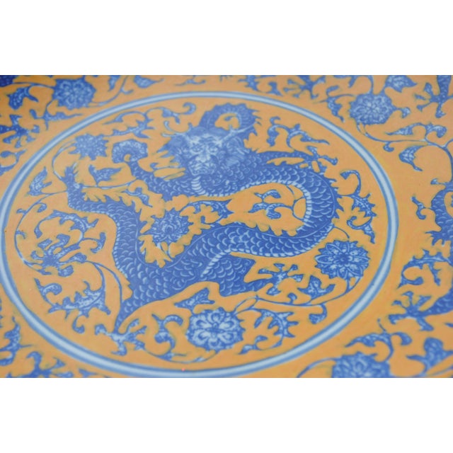 Ceramic Republic Period Qing Qianlong Apocryphal Mark Grand Dragon Charger Bowl For Sale - Image 7 of 8