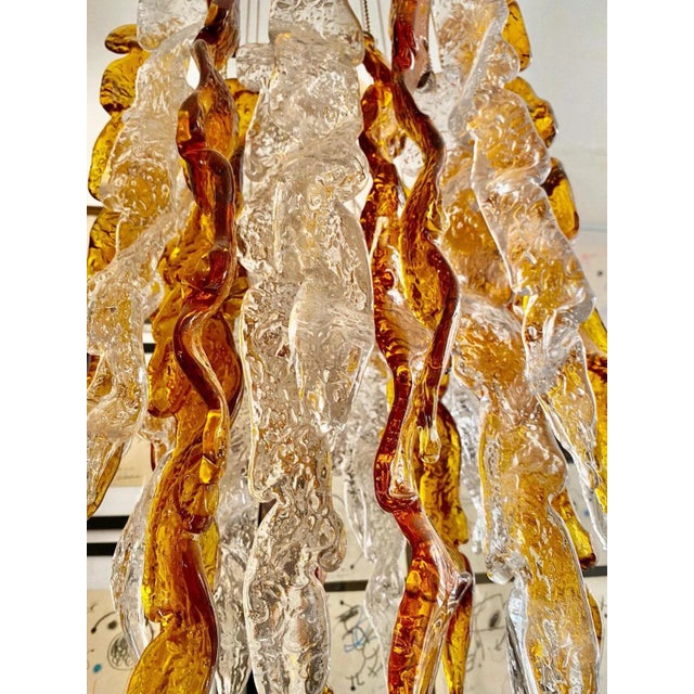Bicolor Murano Glass Cascade Pendant Light from Mazzega, 1970s For Sale - Image 3 of 9