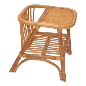 Bohemian Mid-Century Modern Handcrafted Bamboo & Cane Magazine Rack Side Table