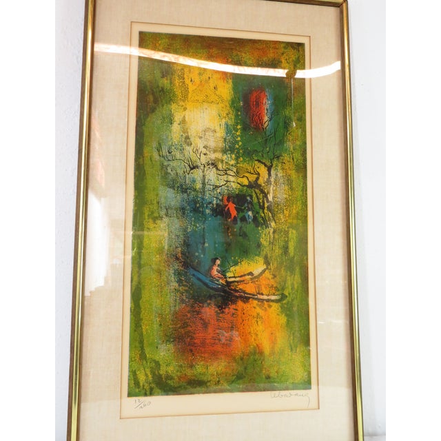 Nice vintage signed/numbered, Hoi Lebadang 12/260, limited lithography print. Framed & Matted. The artwork itself looks to...