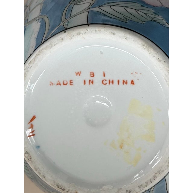 Vintage 1970s Porcelain Chinese Floral and Bird Vase For Sale - Image 9 of 9