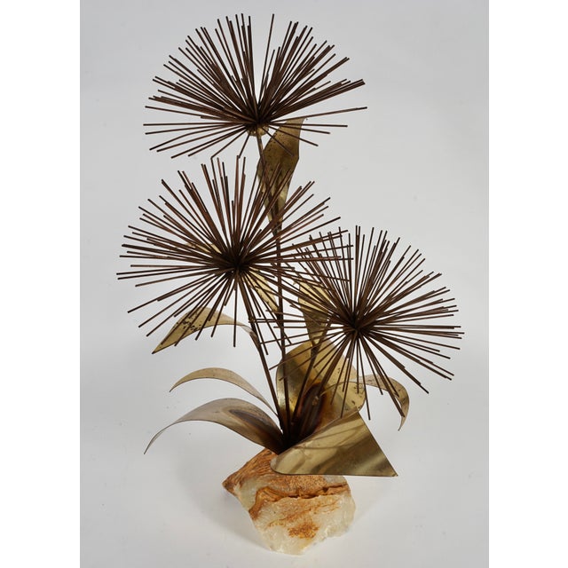Vintage Mid Century Mario Jason Brutalist Metal Flower Sculpture For Sale - Image 4 of 5