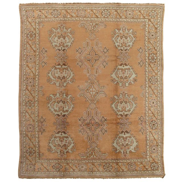Antique Oushak Carpet, Oriental Rug, Handmade Taupe, Ice Blue and Brown For Sale - Image 18 of 18
