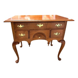 1980s Queen Anne Style Mahogany Wood Lowboy Dressing Table For Sale
