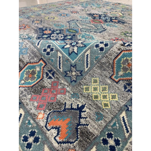 Contemporary 8x10 Jasmine Radiant Gray Geometric Medallion Modern Hand Knotted Wool Carpet Rug For Sale - Image 3 of 4