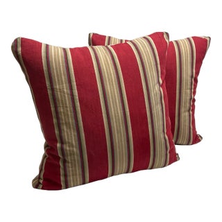 Pair of Pillow Covers Made of a Vintage French Ticking Fabric Fragment For Sale
