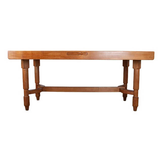 Large Extendable Dining Table in Oak by Guillerme and Chambron for Votre Maison, 1960 For Sale