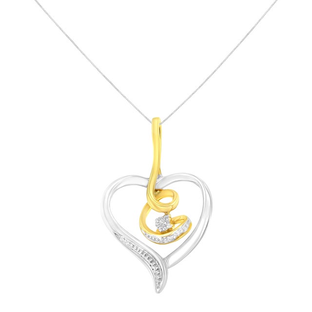 Symbolizing a love that never ends, this impeccably designed real 10kt gold heart pendant swirls at the center and...