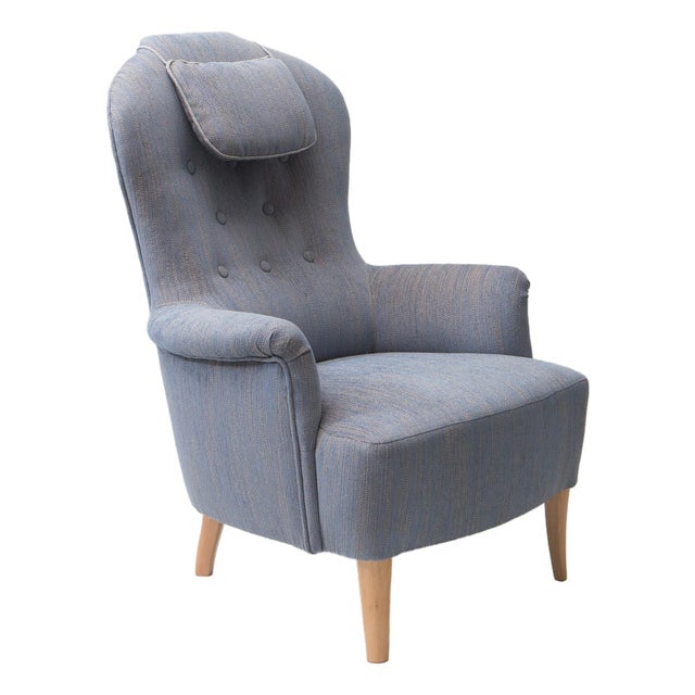 Lavender Farmor Chair attributed to C. Malmsten, 1950s For Sale - Image 8 of 8
