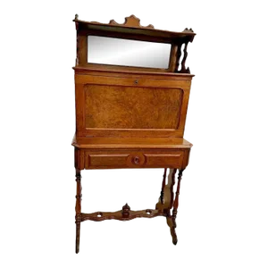 1920s Victorian Artists Secretary Desk Organizer Mirror Top Shelves Locking 12 Drawers