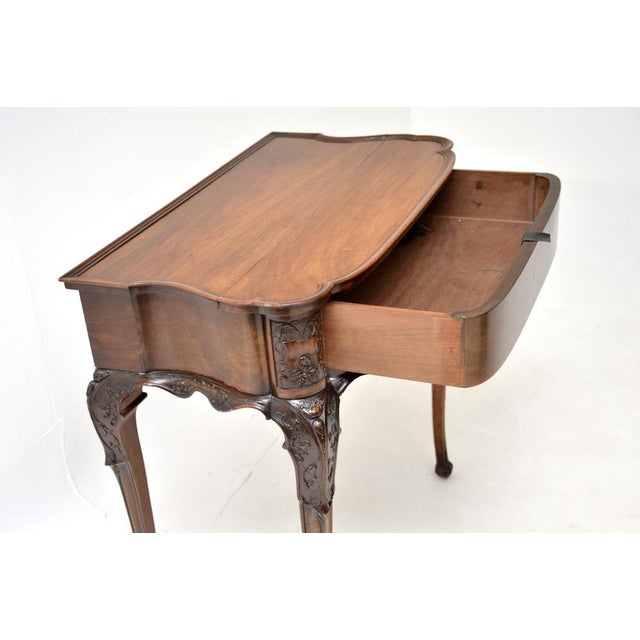 Mid 19th Century Antique Victorian Carved Walnut Console Table, 1860s For Sale - Image 5 of 16