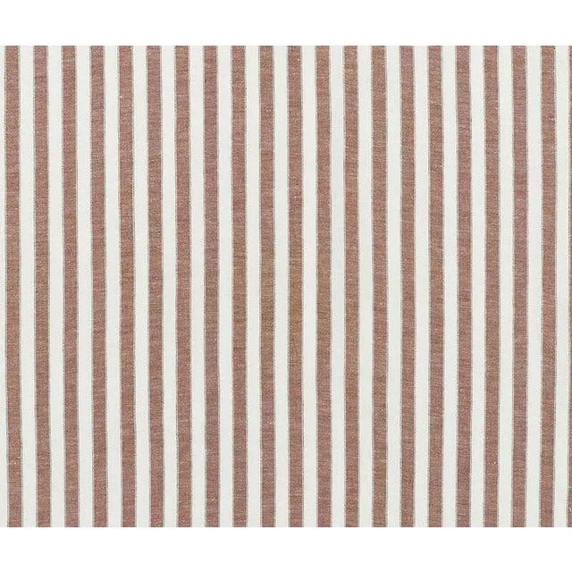 Sample - Schumacher Regatta Linen Stripe Sheer Fabric in Sienna For Sale