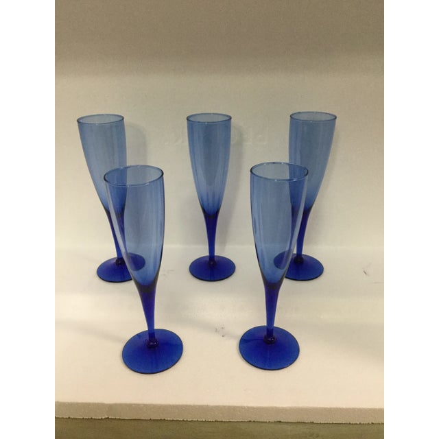 Glass Vintage Cobalt Blue and Sky-Blue Bowls Glasses - Set of 5 For Sale - Image 7 of 7