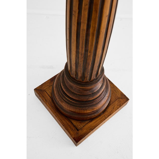 Early 20th Century Walnut Fluted Column Pedestal or Plant Stand, c.1940 For Sale - Image 15 of 16