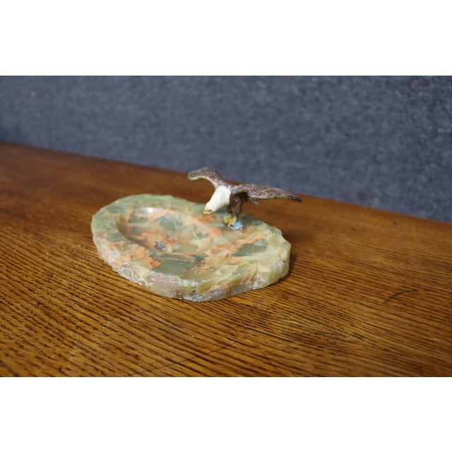Traditional Bronze Bald Eagle on Green Onyx Base For Sale - Image 3 of 11