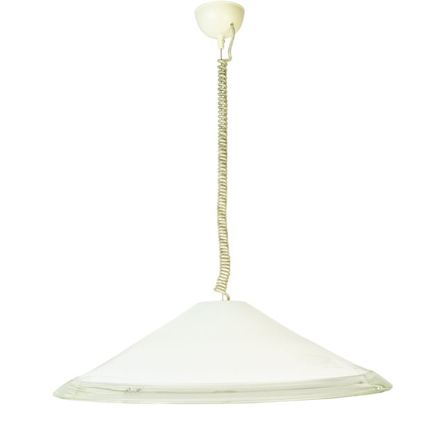 Clear & White Murano Glass Melania Pendant Lamp by Renato Toso for Leucos, 1970s For Sale