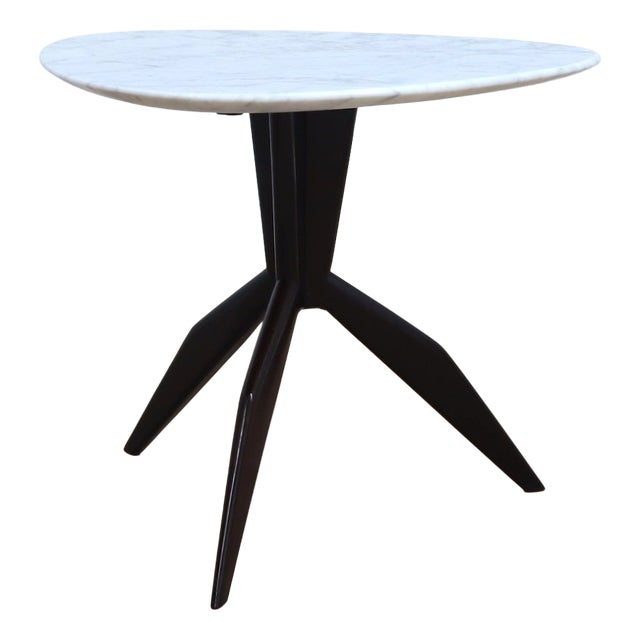 Mid-Century Tripod Coffee Table with Marble Top, 1950s For Sale