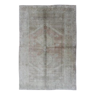 Vintage Turkish Oushak Rug in Gray and Pink 4' 8 X 7' 3 For Sale