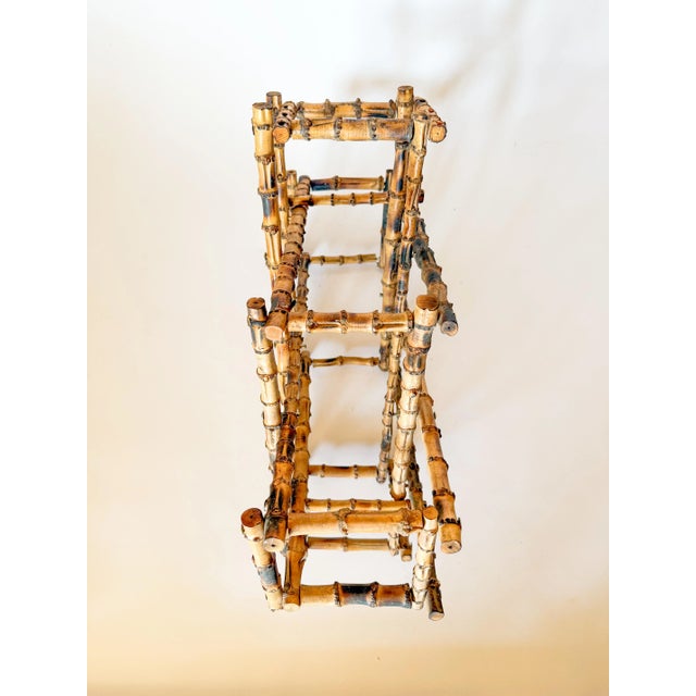 Vintage Burnt Tortoise or Scorched Bamboo Collapsable 8 Bottle Wine Rack For Sale - Image 9 of 9