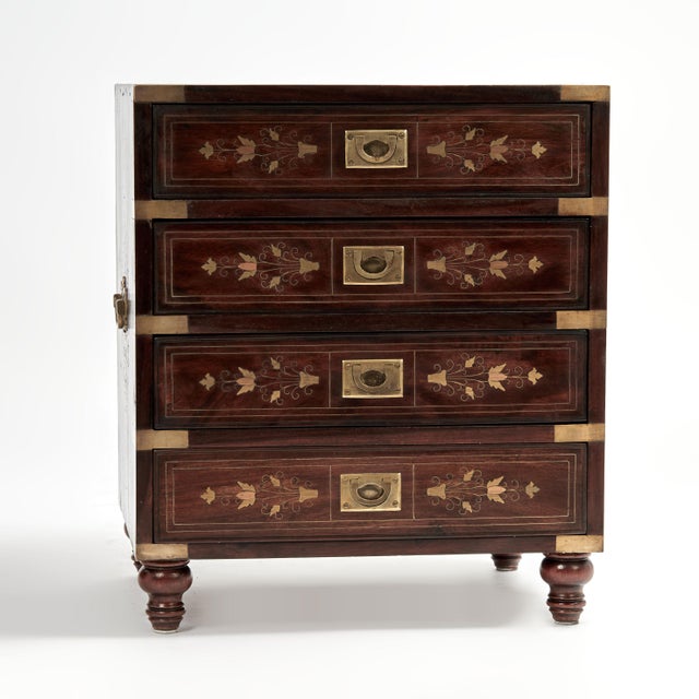 Vintage Pair of Anglo Indian Campaign Style Inlaid Rosewood Stands For Sale - Image 9 of 16