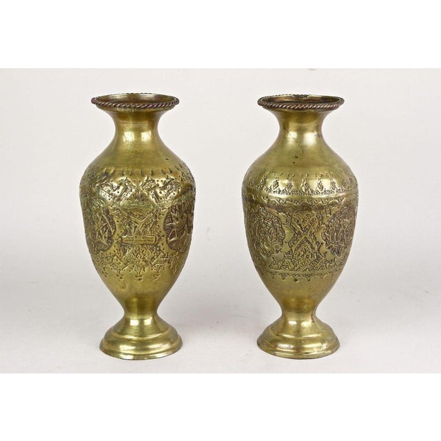 Antique Biedermeier Chased Brass Vases, 1860, Set of 2 For Sale - Image 18 of 18