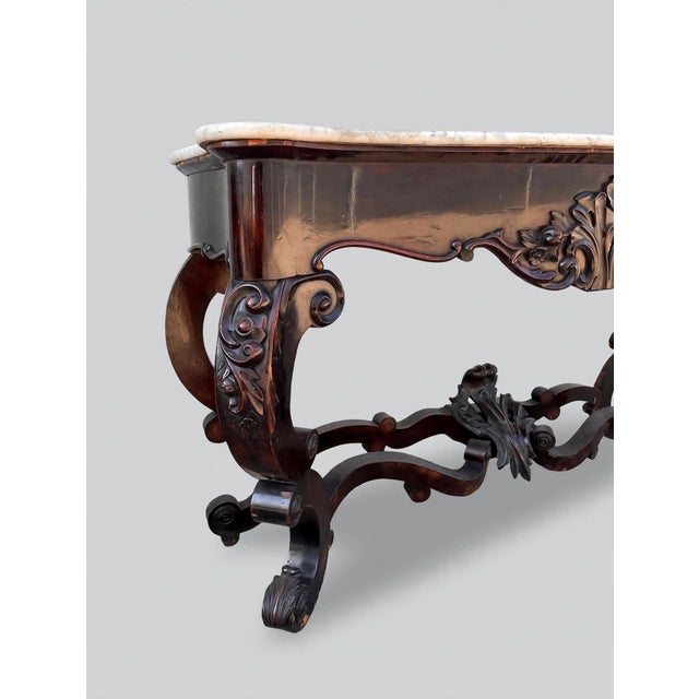 20th Century Louis Philippe Console Tables with White Marble Tops, 1890s, Set of 2 For Sale - Image 6 of 12