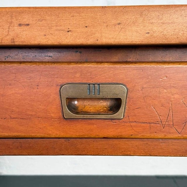 Wood 1950s Industrial Maple Library Console Work Table For Sale - Image 7 of 12
