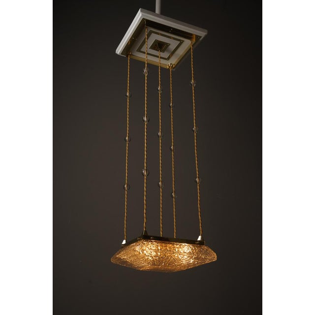 Art Deco Pendant with Cut Glass Shade, Vienna, Austria, 1920s For Sale - Image 4 of 18