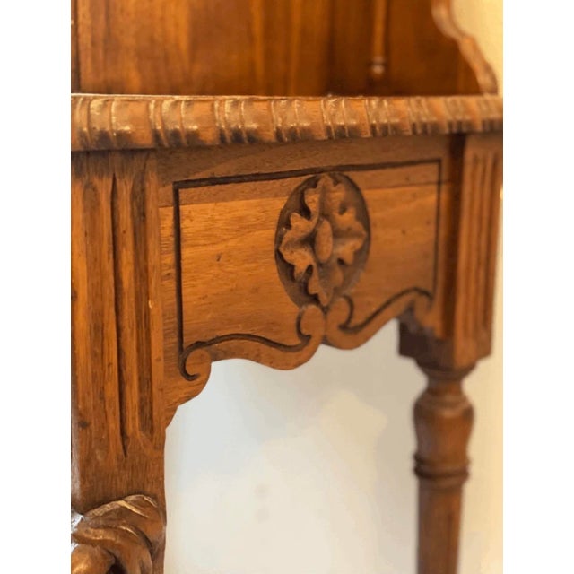 Antique Danish Carved Cherubs Wood Phone Cabinet With Genius Top For Sale - Image 10 of 13