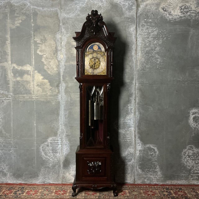Edwardian Mahogany Three Train Longcase Clock, 1905 For Sale - Image 9 of 9