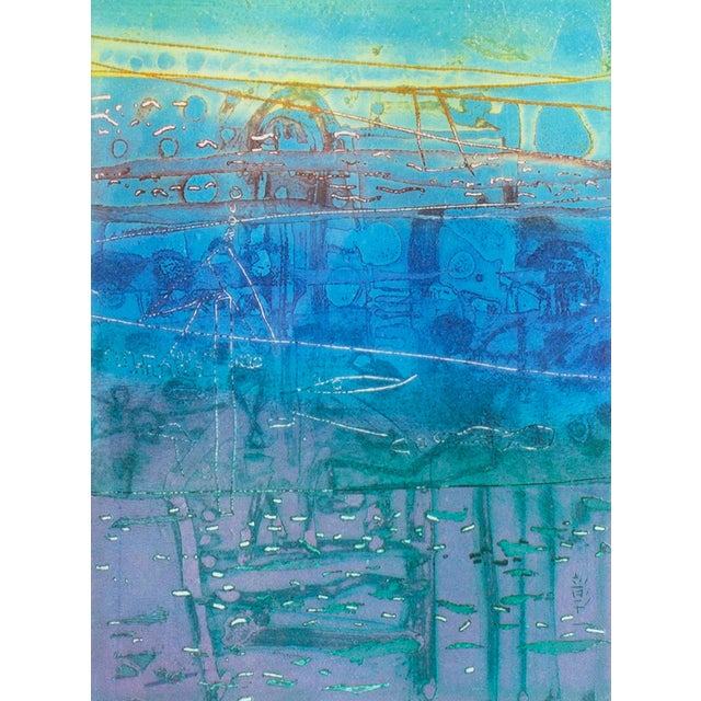 An abstract intaglio print by the Japanese artist Shoichi Hasegawa (1929-2023). This abstract work depicts biomorphic...