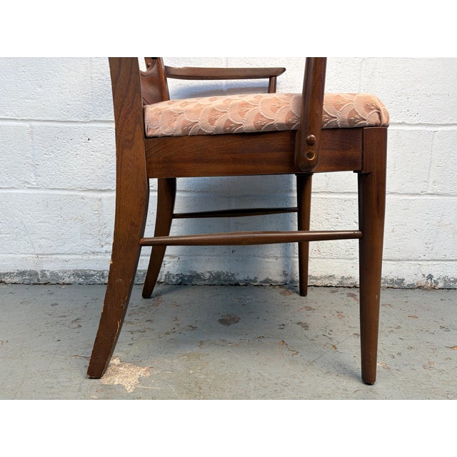 Set of Six Mid-Century Upholstered Walnut Dining Chairs by Thomasville For Sale - Image 11 of 17