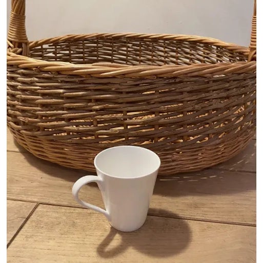 Wood Vintage Huge Decorative Storage Wicker Basket with Handle For Sale - Image 7 of 9