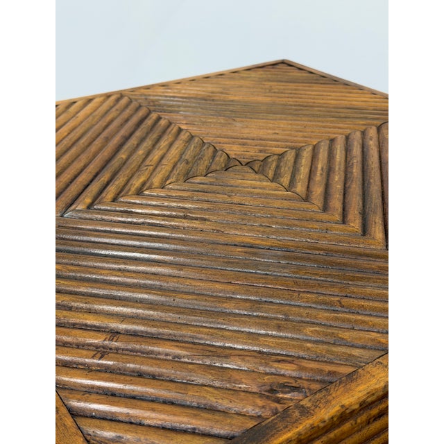 Brown Faux Split Reed Style Side Table in the Manner of Gabriella Crespi For Sale - Image 8 of 13
