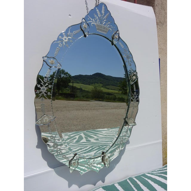 Vintage Venetian Oval Mirror with Pediment, 1950s For Sale - Image 12 of 18