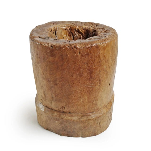 Vintage Javanese wood rice pounder bowl or vessel. Originally used to separate and pound grains. Beautiful signs of age...