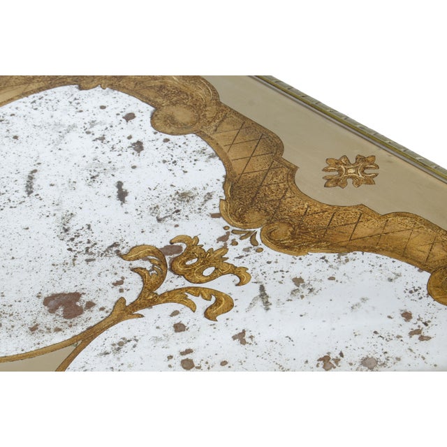 Early 20th Century Neoclassical Lyre Side Table With Acid-Etched Glass Top and Accents by Maison Jansen, France For Sale - Image 6 of 10