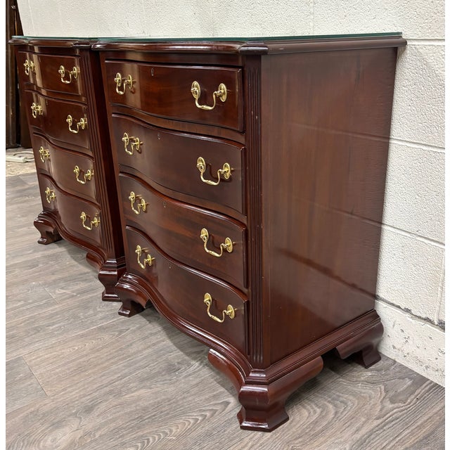 Vintage Councill Furniture Chippendale Solid Mahogany Nightstands Bedside Tables For Sale - Image 9 of 18